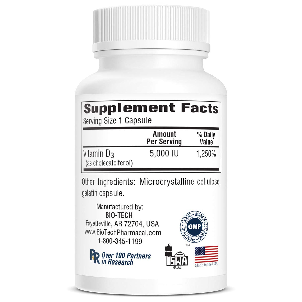 Bio-Tech Pharmacal Vitamin D3 5000 IU - 250 Capsules - image 4