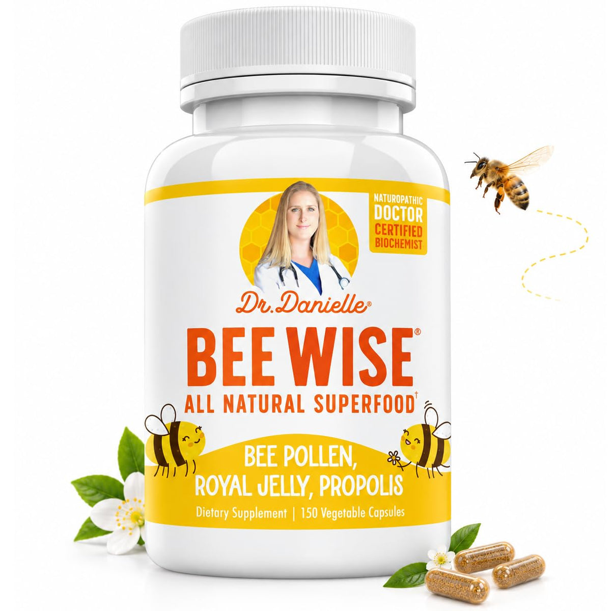 Doctor Danielle Bee Wise Bee Pollen Supplement - 150 Capsules