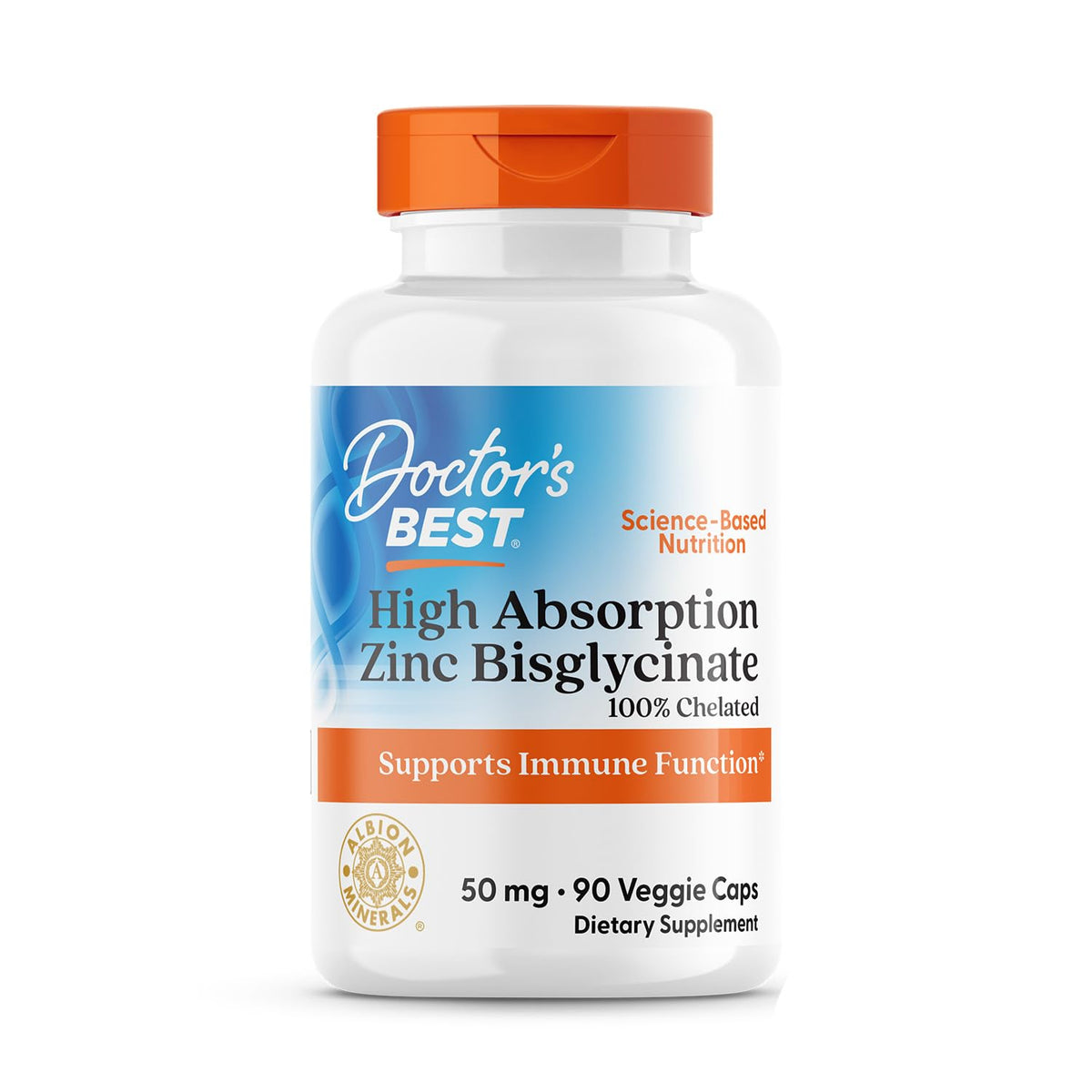 Doctor's BEST Zinc Bisglycinate 50 mg - 90 Vegetarian Capsules