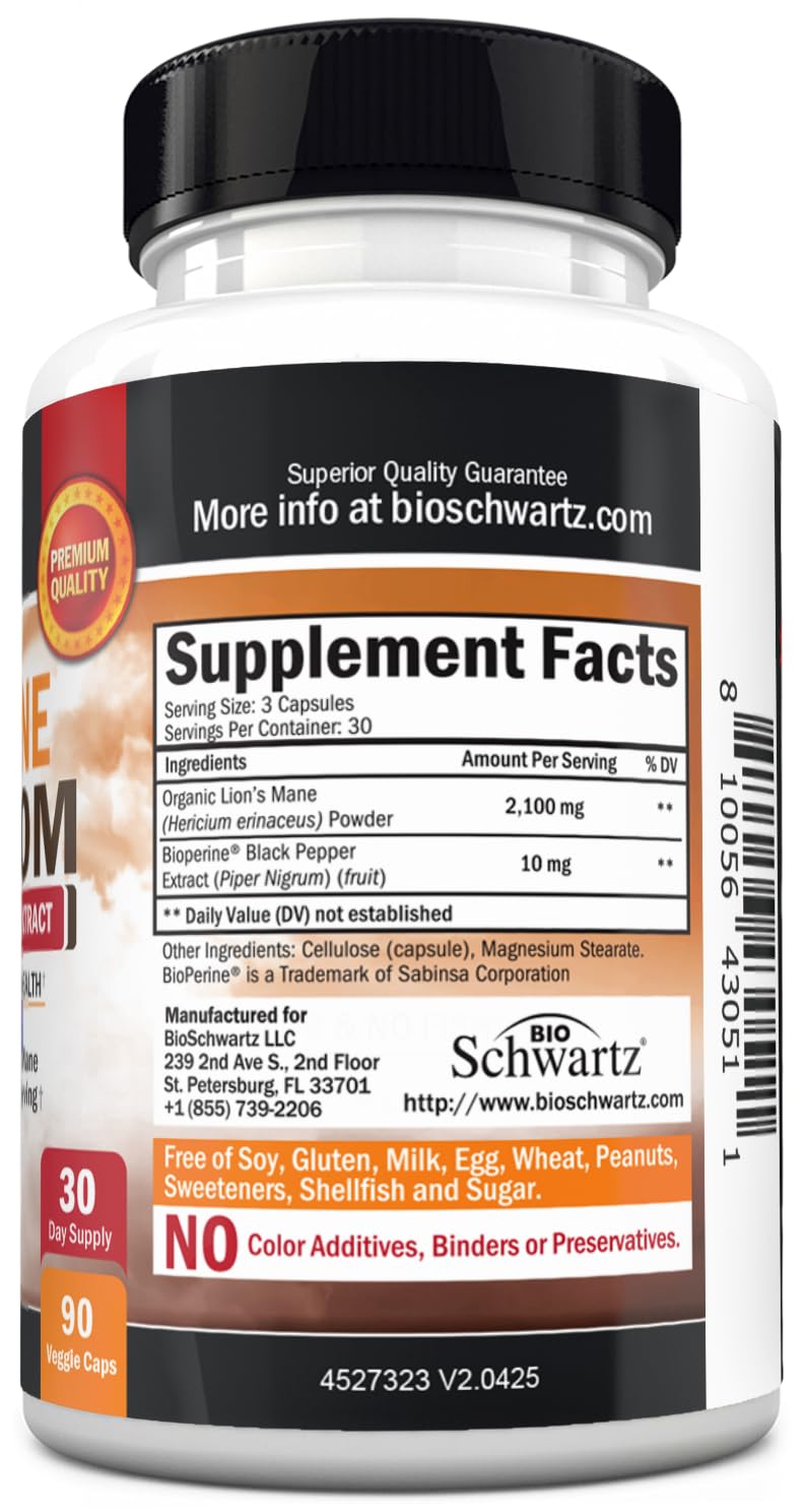 BioSchwartz Organic Lion's Mane Supplement - 90 Capsules - image 8