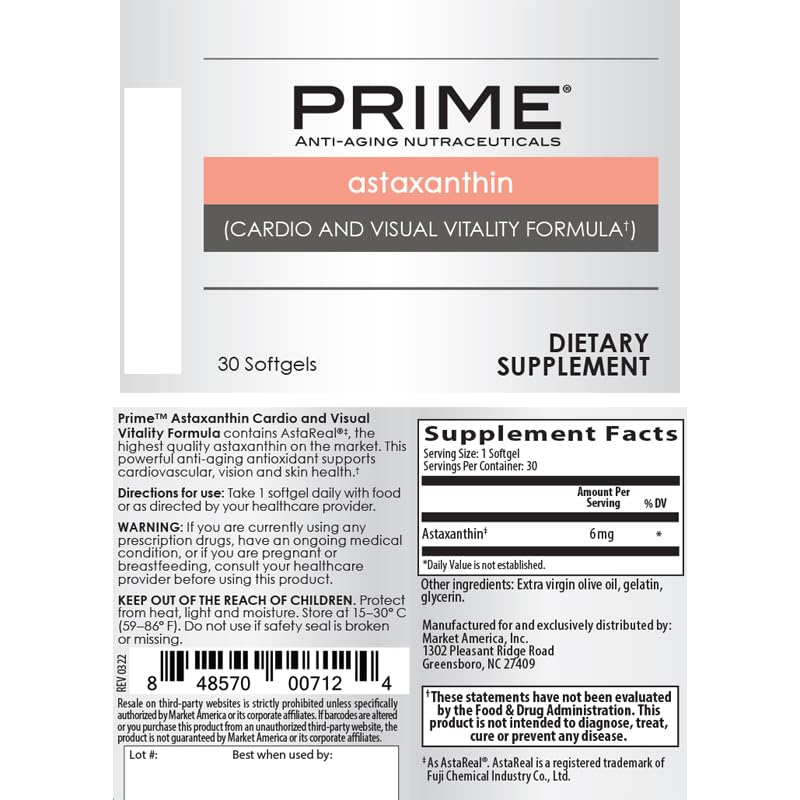 PRIME Astaxanthin Cardio & Visual Vitality Formula - 30 Softgels - image 3