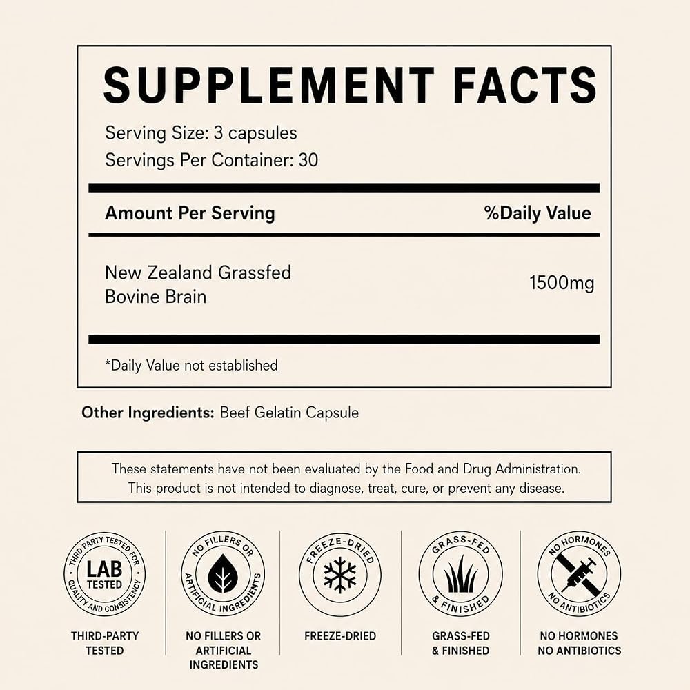 Primal Being Grassfed Beef Brain Capsules - 90 Capsules - image 2