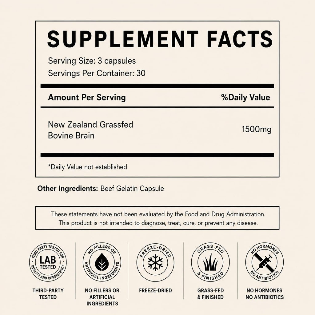 Primal Being Grassfed Beef Brain Capsules - 90 Capsules - image 2