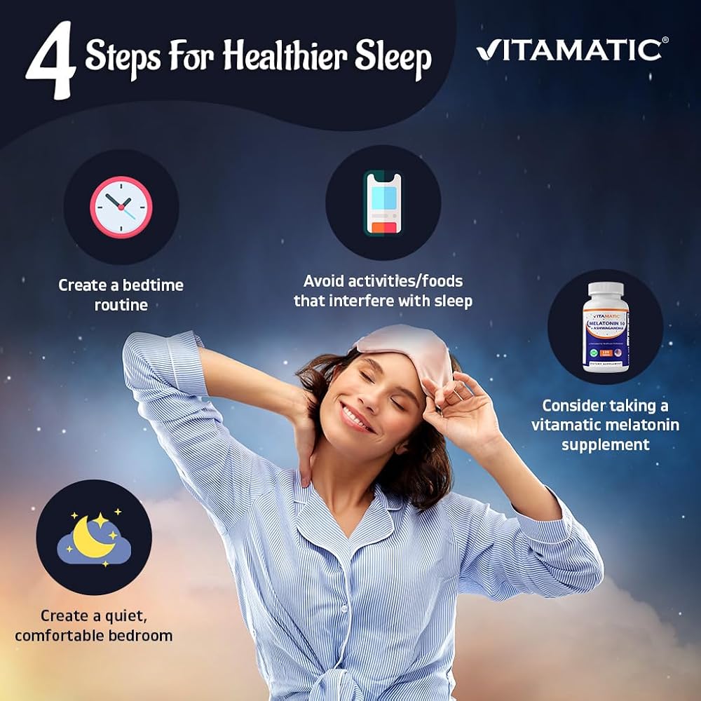 Vitamatic Melatonin 10mg with Ashwagandha Sleep Support - 120 Tablets - image 5