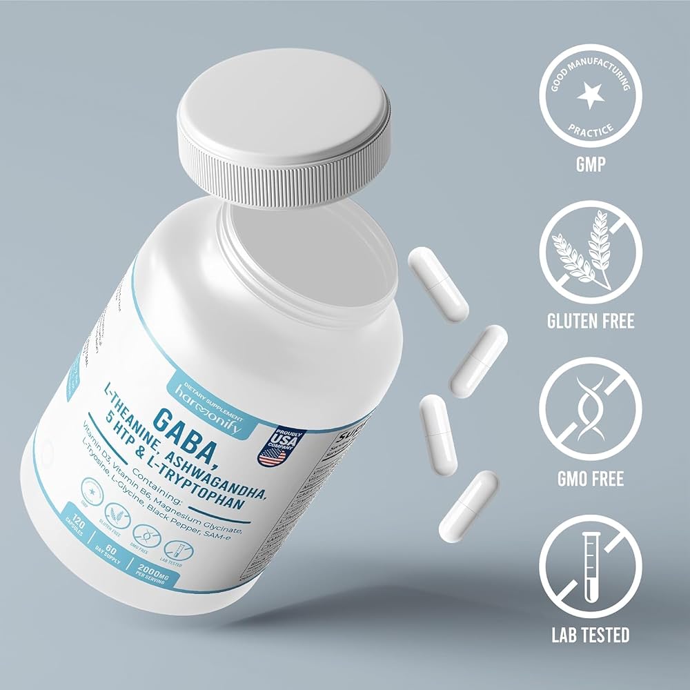 HARMONIFY GABA L-Theanine Magnesium Glycinate Blend - 120 Capsules - image 2