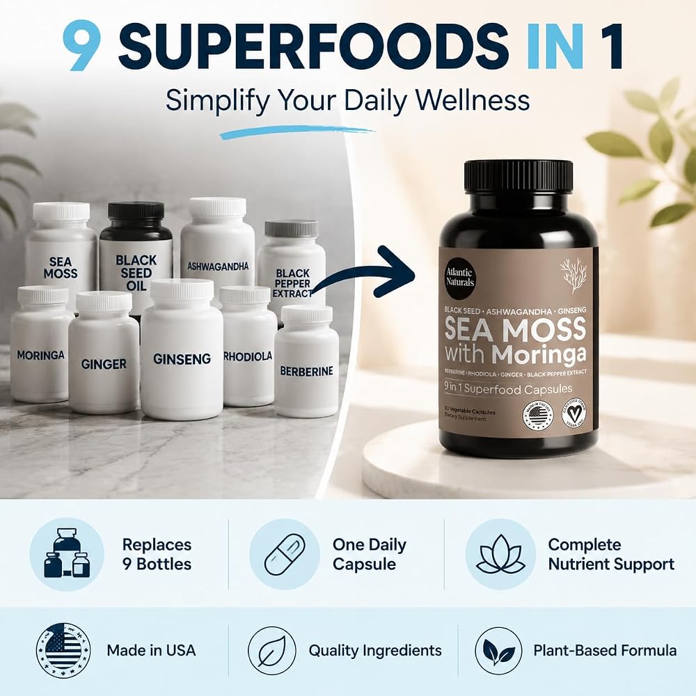 Atlantic Naturals Sea Moss Capsules with Ashwagandha & Ginger - 60 Softgels - image 3