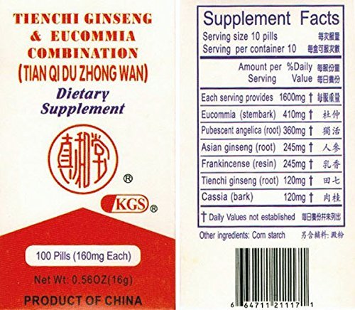 KGS Tienchi Ginseng & Eucommiae Combination - 100 Capsules