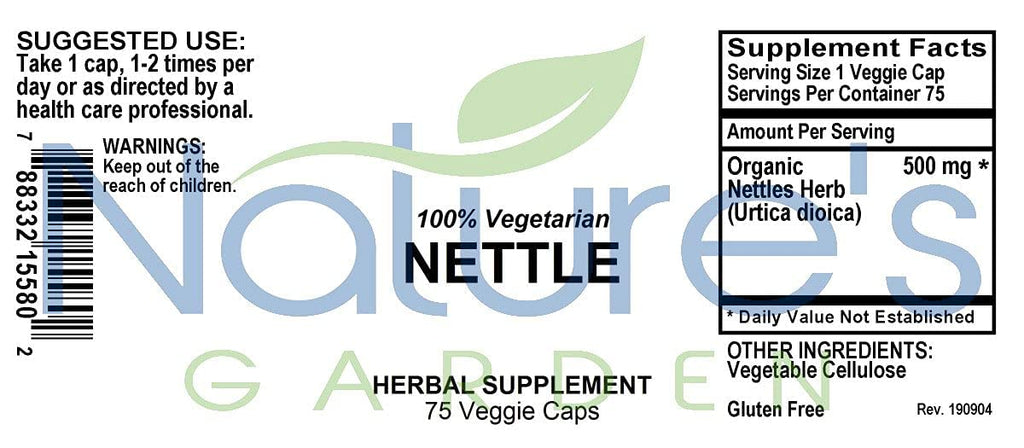 Nature's Garden Essentials Nettles 500mg - 75 Vegetarian Capsules - image 7