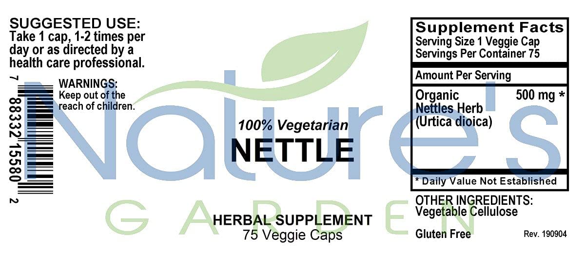 Nature's Garden Essentials Nettles 500mg - 75 Vegetarian Capsules - image 7