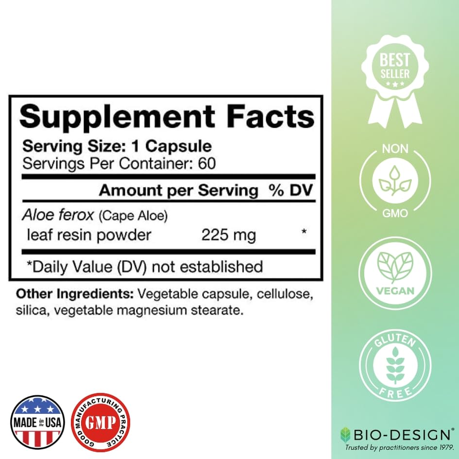 Bio-Design Aloe Lax 225 Natural Herbal Laxative - 60 Capsules - image 3