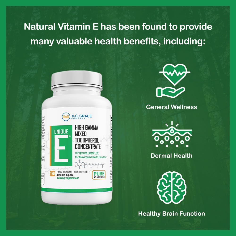UNIQUE E Mixed Tocopherols Vitamin E - 120 Softgels - image 4