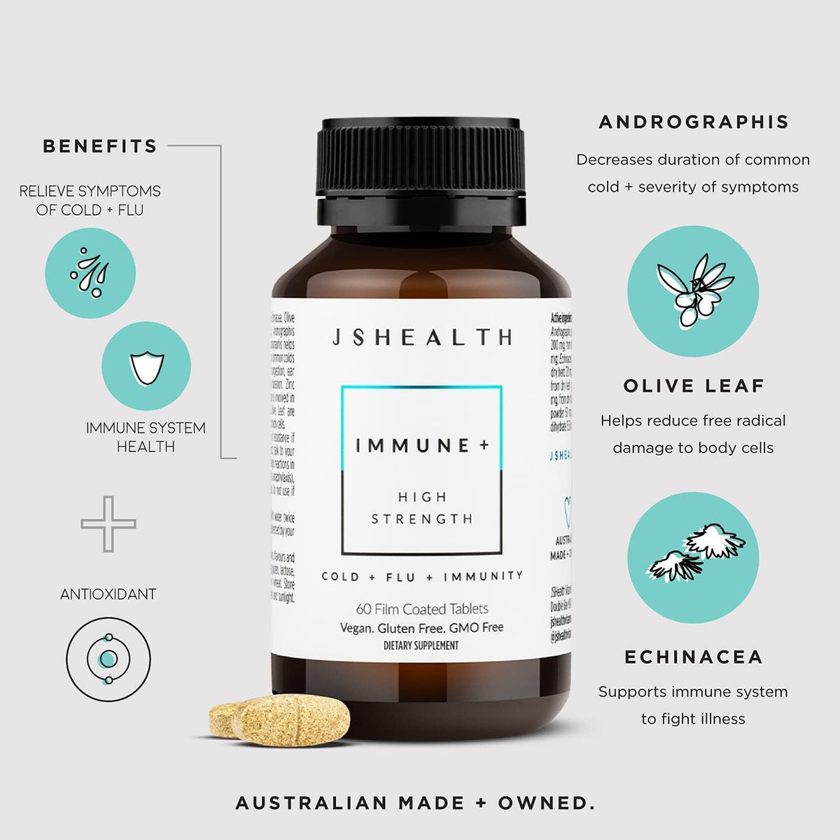 JSHealth Vitamins Immune+ Immunity Booster Supplement - 60 Tablets - image 2