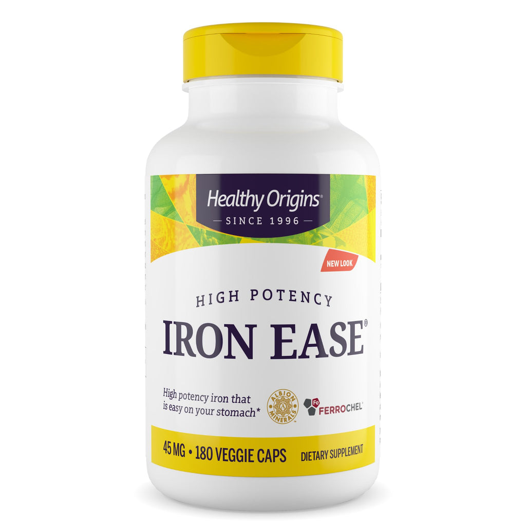 Healthy Origins Iron Ease Ferrochel 45 mg - 180 Vegetarian Capsules