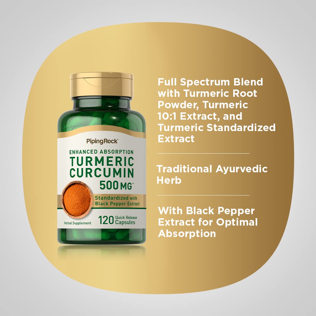 Piping Rock Turmeric Curcumin with Black Pepper - 120 Capsules - image 4