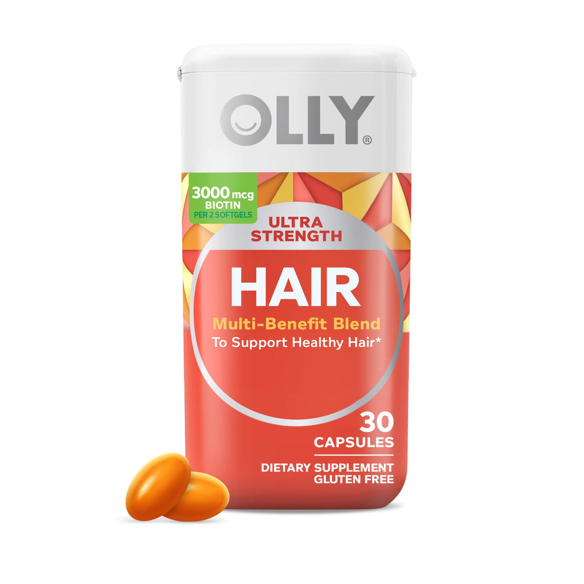 OLLY Ultra Strength Hair Softgels with Biotin & Keratin - 30 Softgels