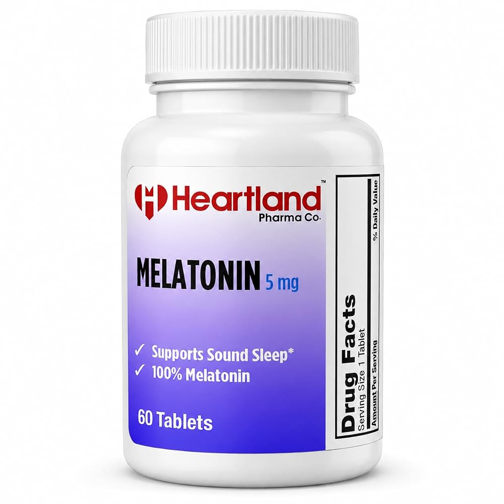 Heartland Pharma Melatonin 5mg Tablets Sleep Aid - 60 Count