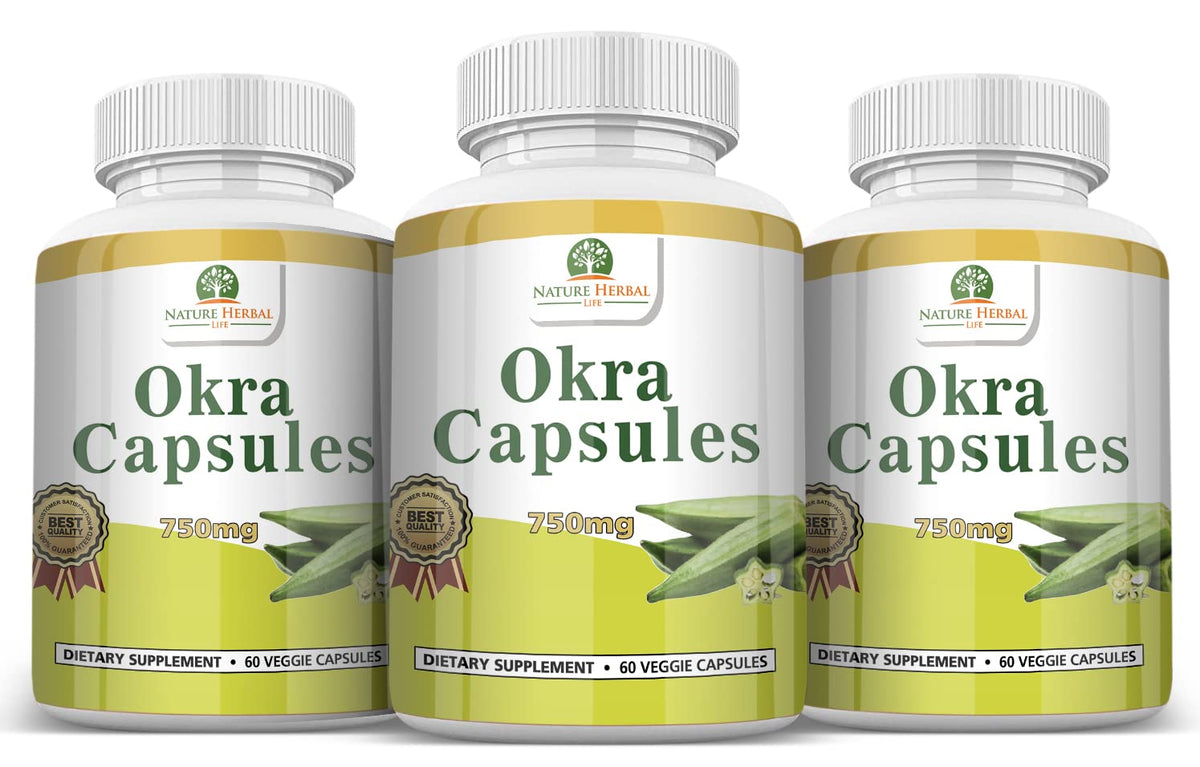Nature Herbal Life Okra Capsules 750 mg - 180 Vegetarian Capsules - image 4
