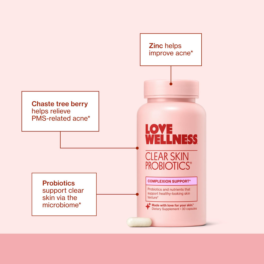 Love Wellness Clear Skin Probiotic with Zinc & Chaste Tree - 30 Capsules - image 4