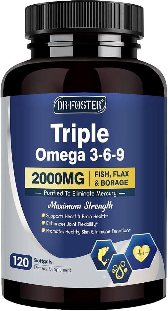 DRFOSTER Triple Omega 3-6-9 Fish Oil 2000mg with Vitamin E - 120 Softgels