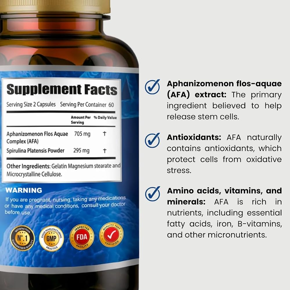 Generic Stem Cell Capsules with Organic Blue Green Algae - 120 Capsules - image 4