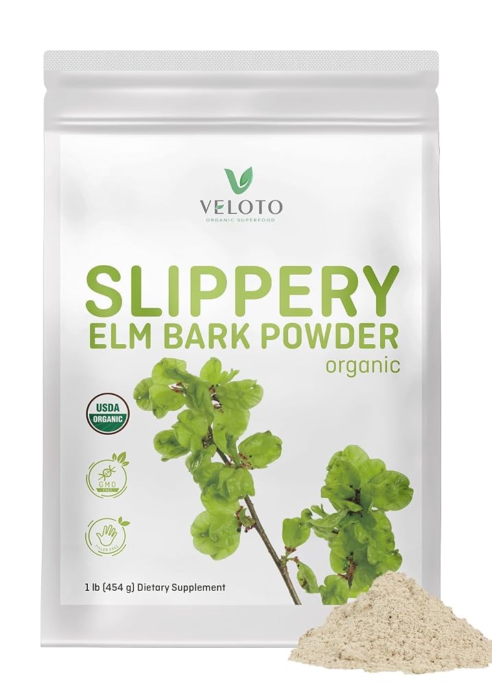 VELOTO Organic Slippery Elm Bark Powder - 1 Pound