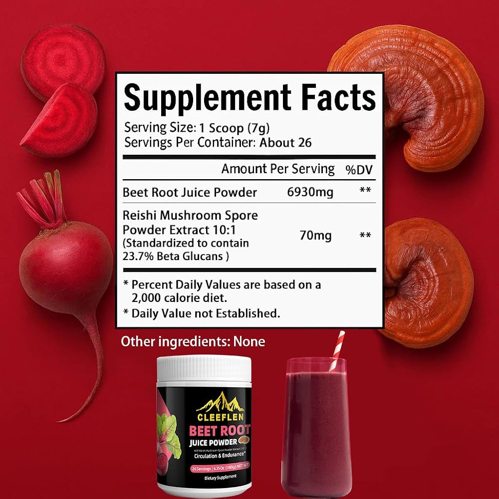 CLEEFLEN Beet Powder with Reishi Mushroom Extract - 6.35 oz - image 8