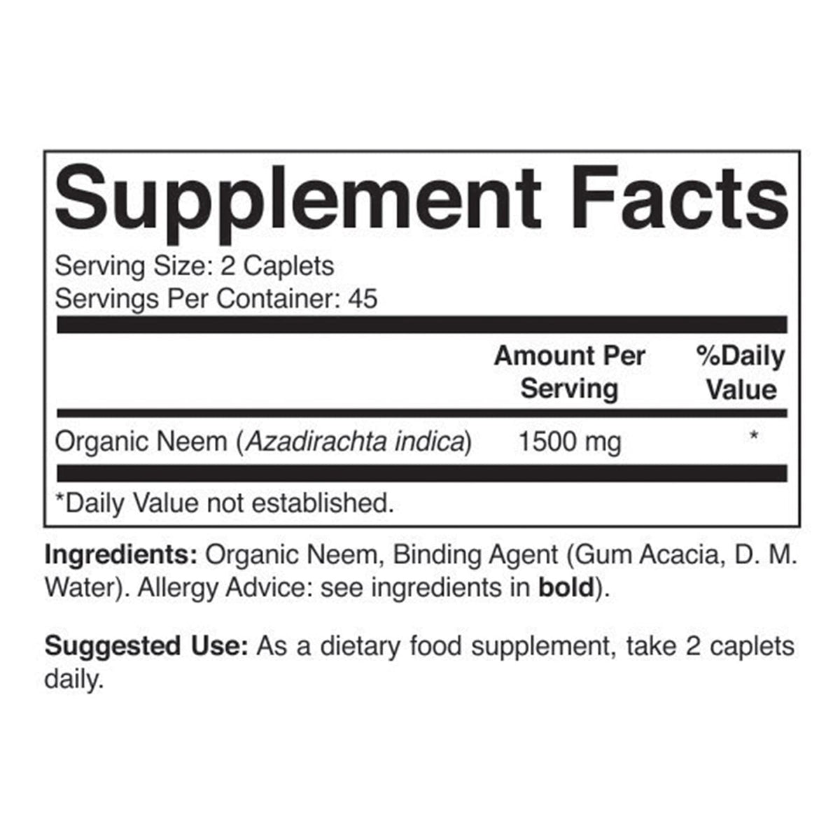 Brieofood Organic Neem 1500mg - 90 Vegetarian Tablets - image 3