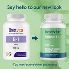 BESTVITE Vitamin B-1 (Thiamin) 500mg - No Stearates - Vegan - Non GMO