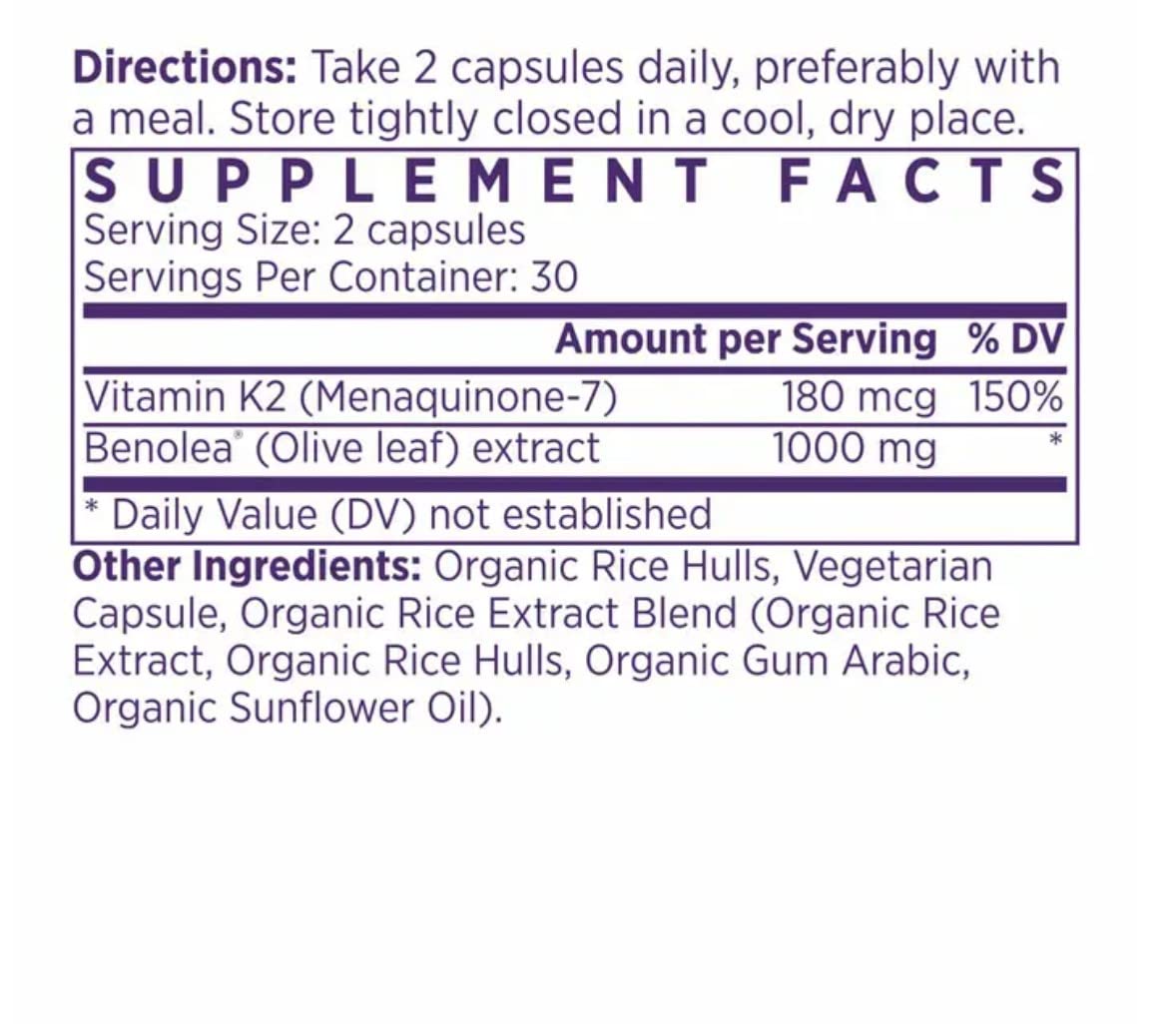 NAOMI BP Advanced Olive Leaf Extract & Vitamin K2 - 60 Capsules - image 2