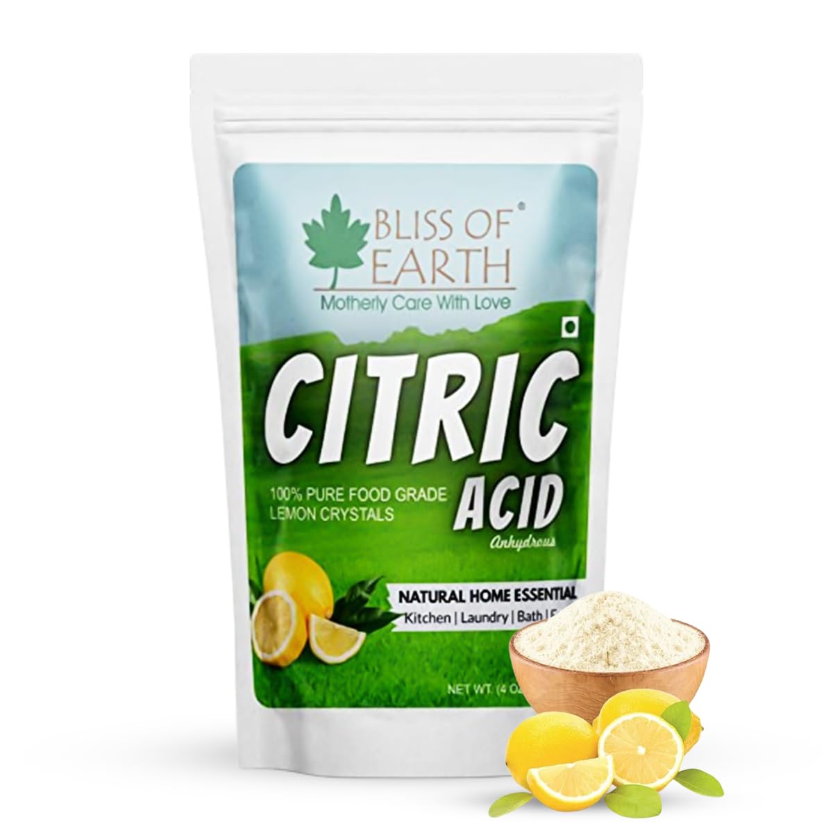 BLISS OF EARTH Citric Acid Powder Food Grade - 4 oz