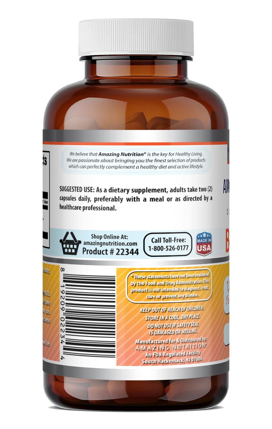 Amazing Formulas Berberine 1000mg Per Serving Capsules Supplement