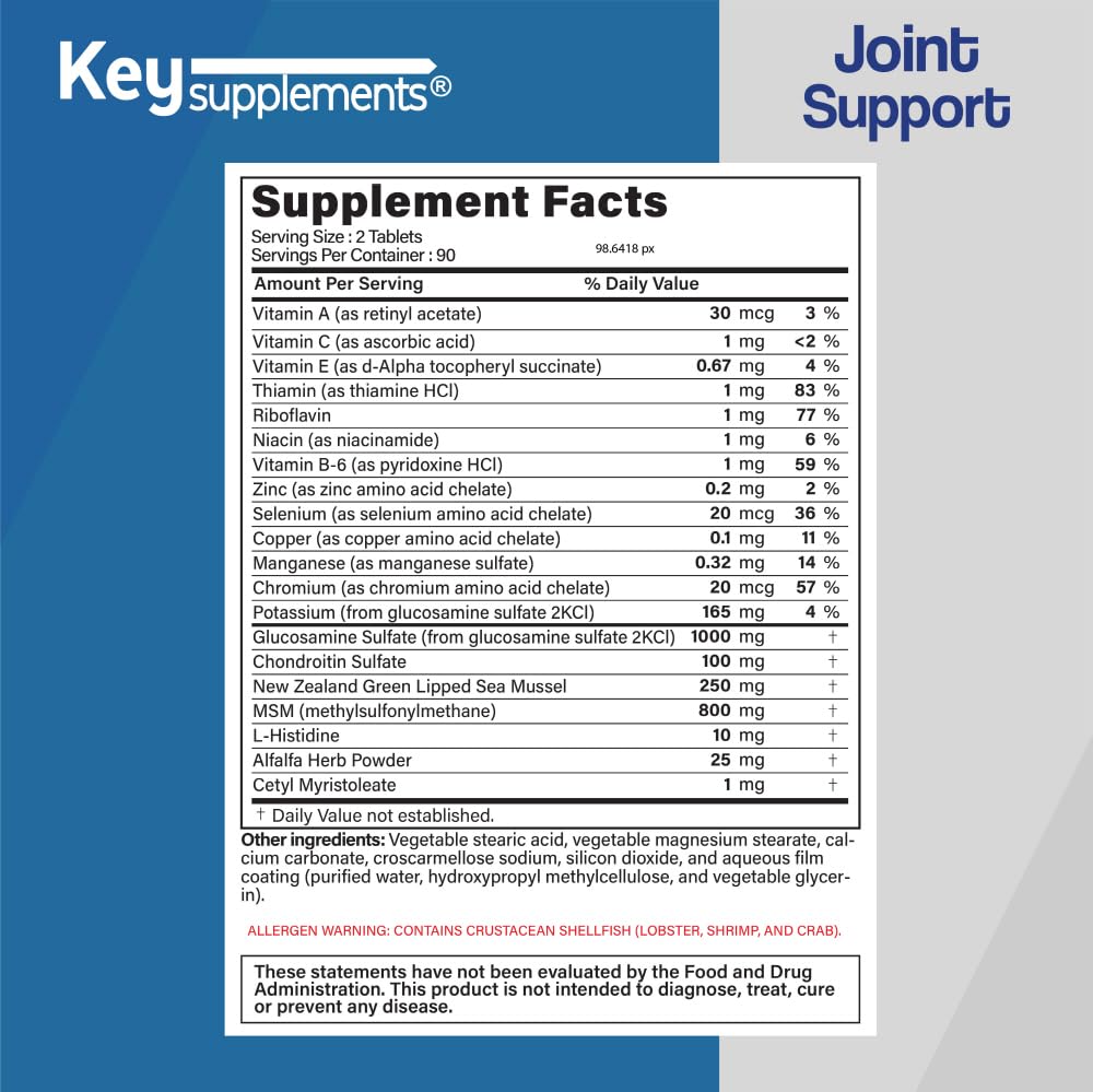 Keysupplement Joint Support Glucosamine & Chondroitin - 180 Tablets - image 2