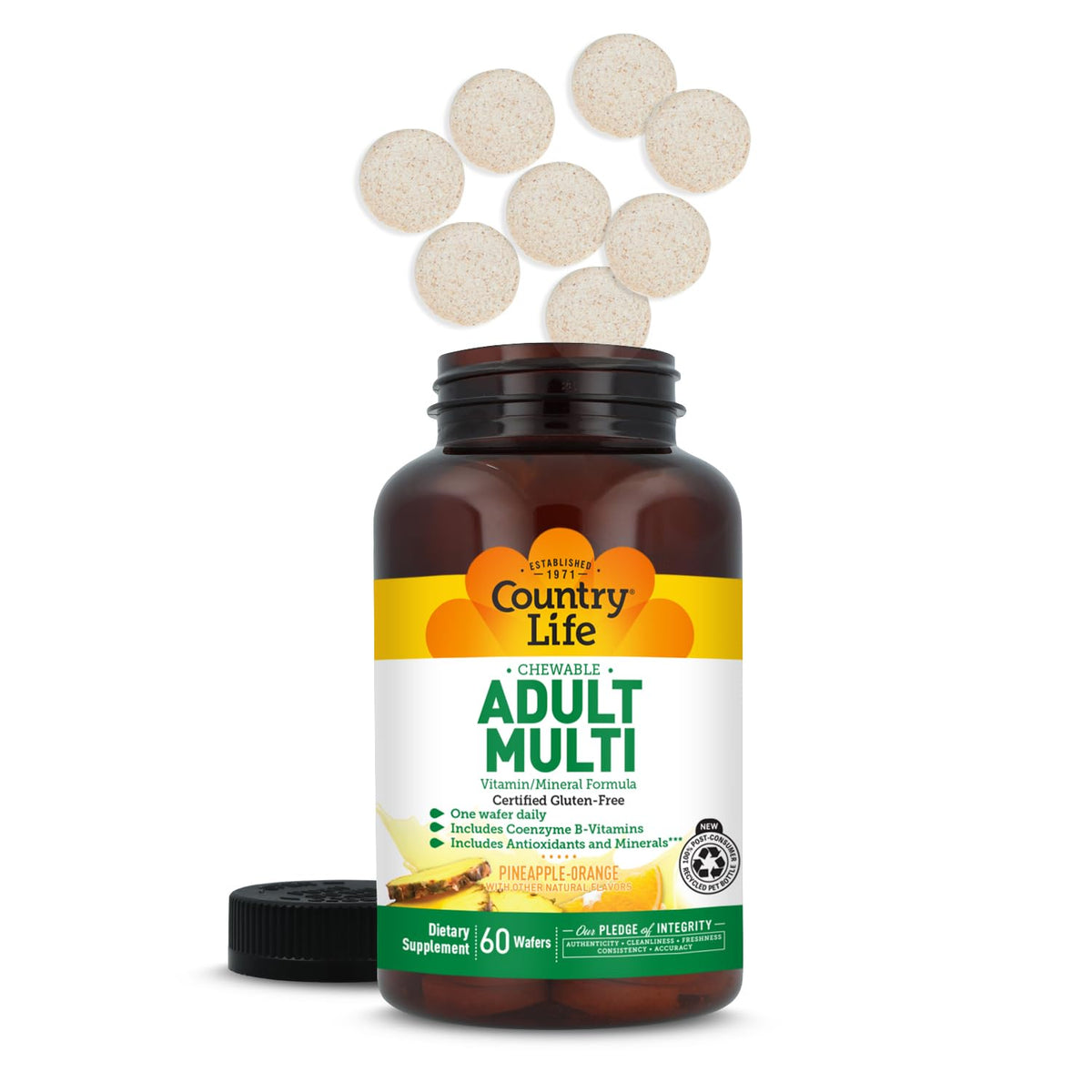 Country Life Adult Chewable Multivitamin Pineapple Orange - 60 Wafers - image 2