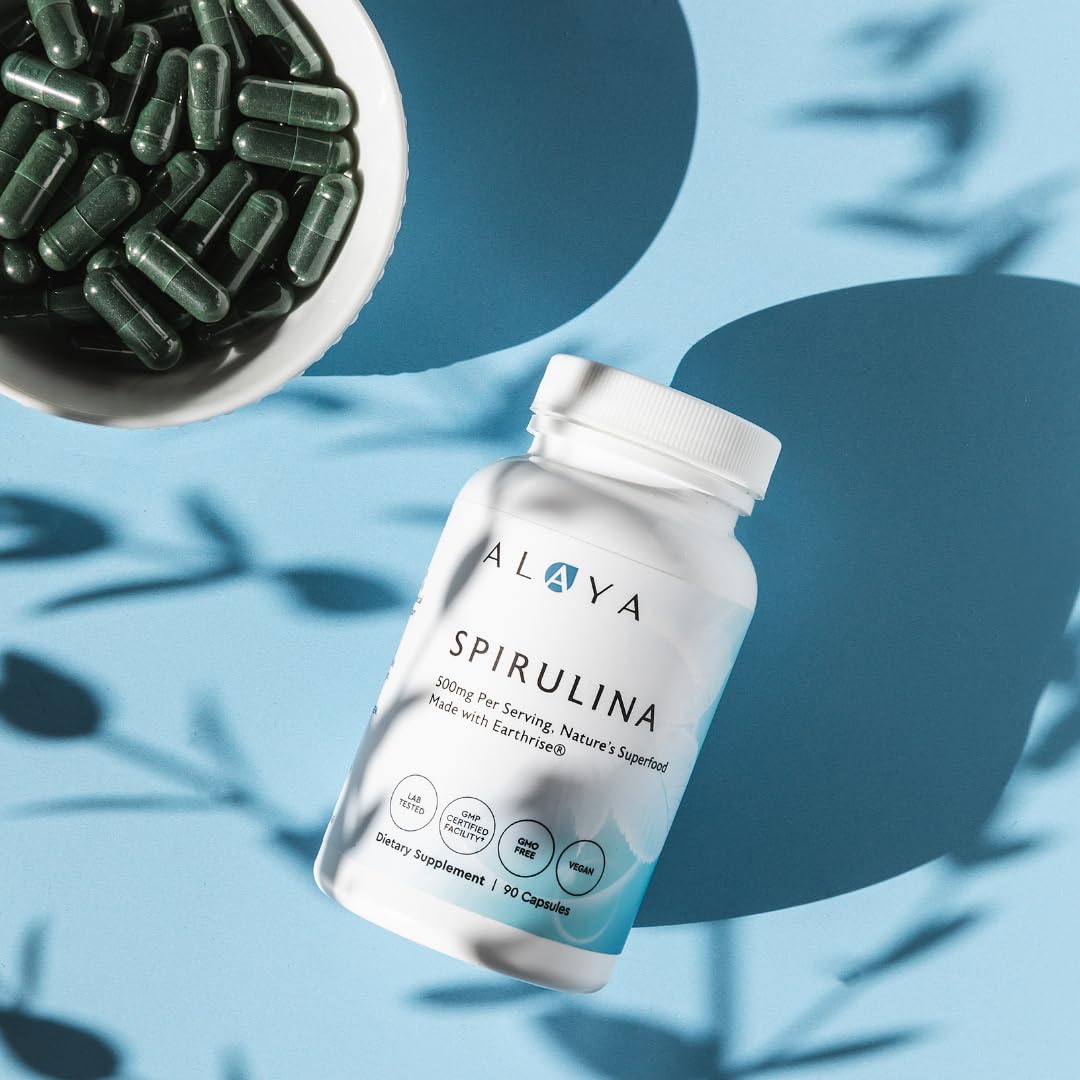 Alaya Naturals Spirulina 500mg Hawaiian Blue Green Algae - 90 Capsules - image 3