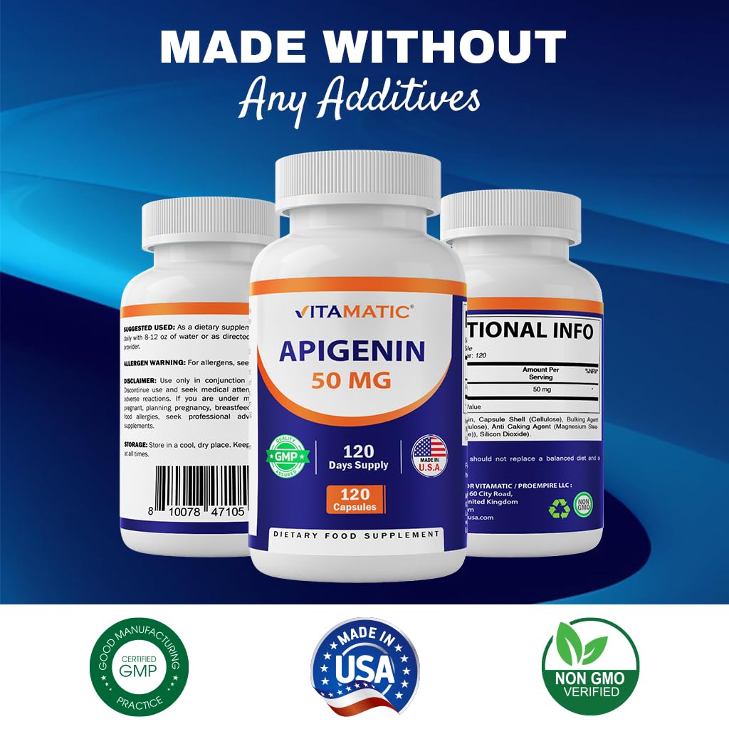 Vitamatic Apigenin 50 mg for Sleep & Relaxation - 240 Capsules - image 3