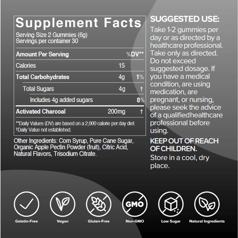 Gumi Nutrition Coconut Activated Charcoal Gummies - Charcoal - image 2