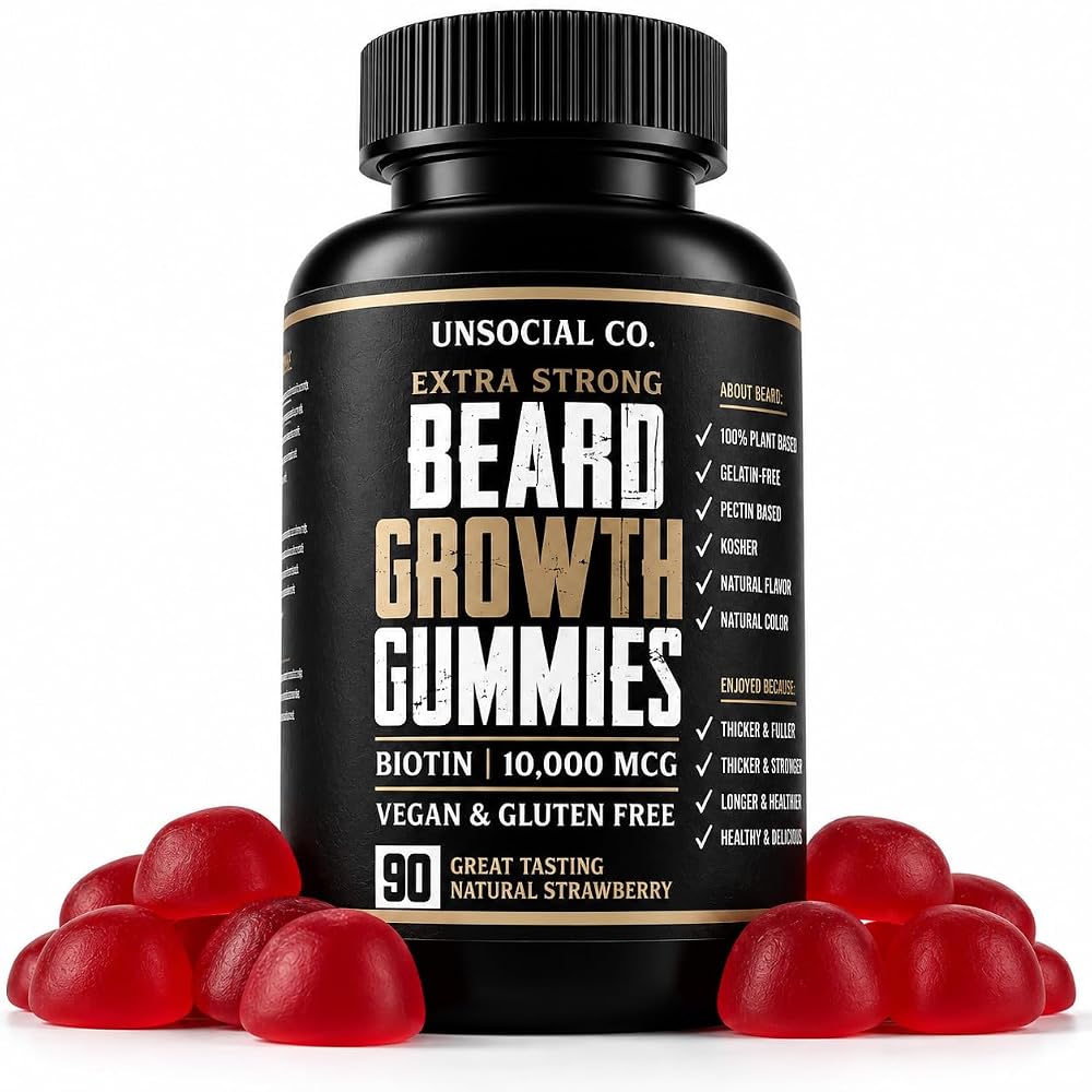 Unsocial Pomade Beard Growth Gummies with Biotin - 90 Gummies