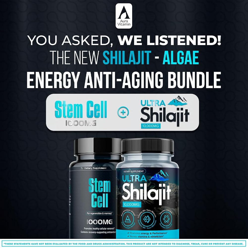 AURA VITAMINS Spirulina & Chlorella + Shilajit Bundle - 180 Capsules - image 3