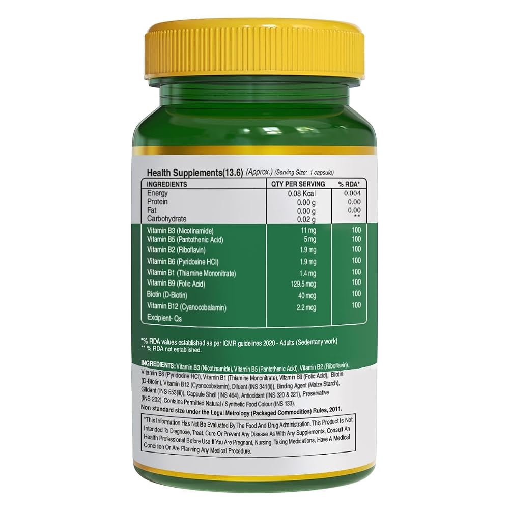 Generic Vitamin B-Complex 100% RDA - 60 Vegetarian Capsules - image 2