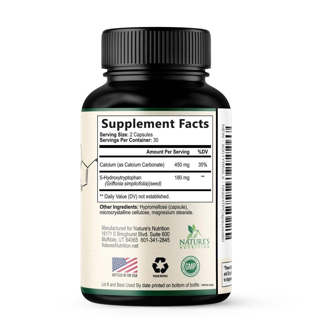 Nature's Nutrition 5HTP 200mg per Serving Capsules - 5 HTP Supplement
