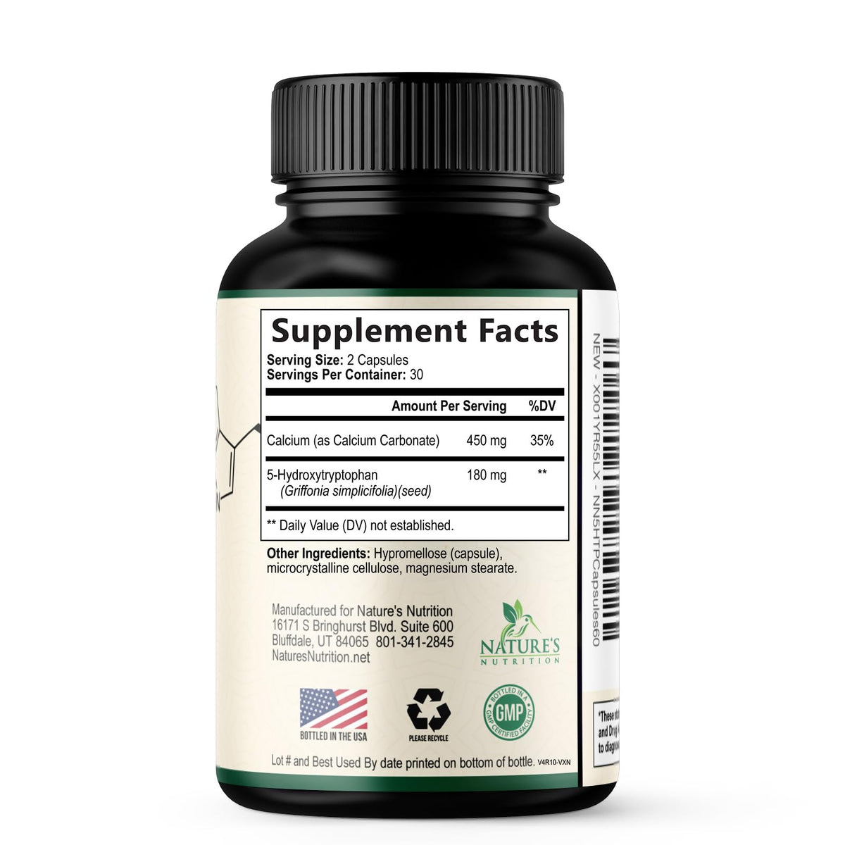 Nature's Nutrition 5HTP 200mg per Serving Capsules - 5 HTP Supplement