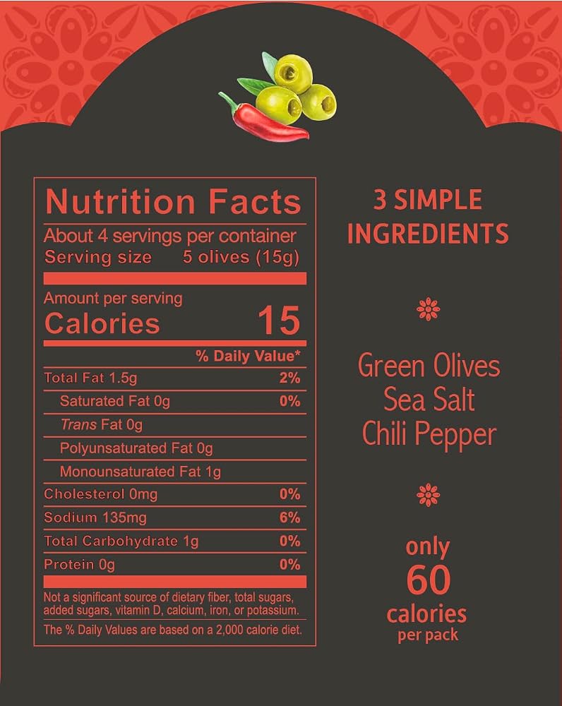 Mina Pitted Green Olives with Chili Snack Packs - 12 Pack - image 5