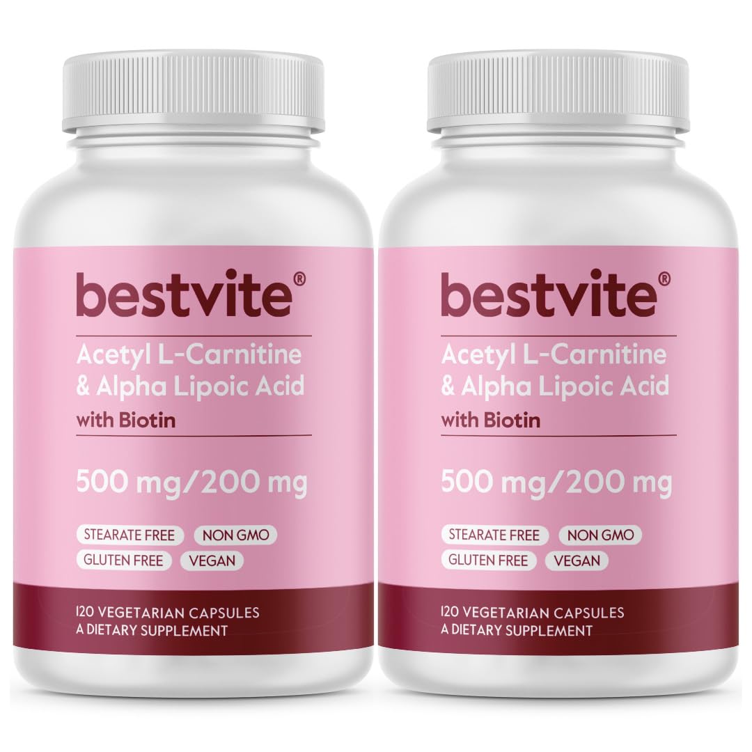 BESTVITE Acetyl L-Carnitine 500mg & Alpha Lipoic Acid - 240 Capsules