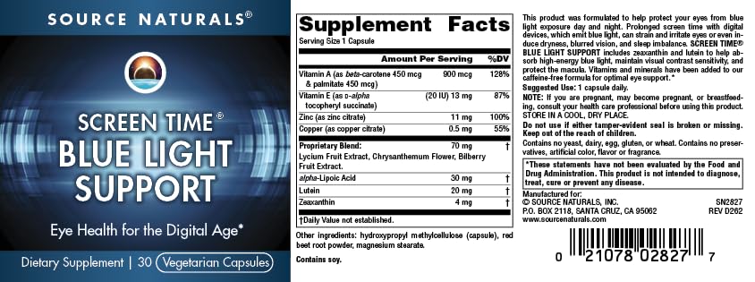 Source Naturals Screen Time Blue Light Support - 30 Vegetarian Capsules - image 5