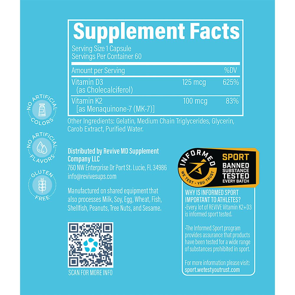 Revive MD Vitamin D3 & K2 Supplement - 60 Softgels - image 2