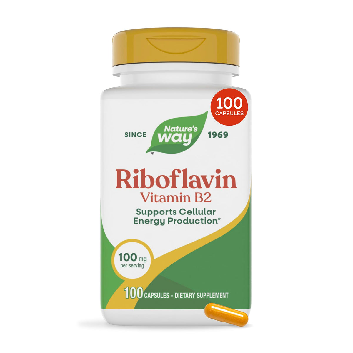 Nature's Way Riboflavin Vitamin B2 Cellular Energy Support - 100 Capsules