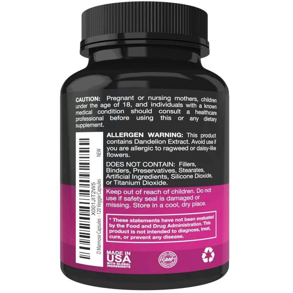 Purest Vantage D-Mannose 600mg with Cranberry - 120 Capsules - image 3