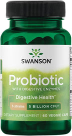 Swanson Probiotic with Digestive Enzymes 5 Billion CFU - 60 Vegetarian Capsules