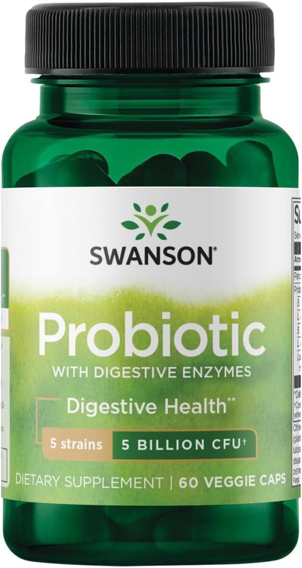 Swanson Probiotic with Digestive Enzymes 5 Billion CFU - 60 Vegetarian Capsules