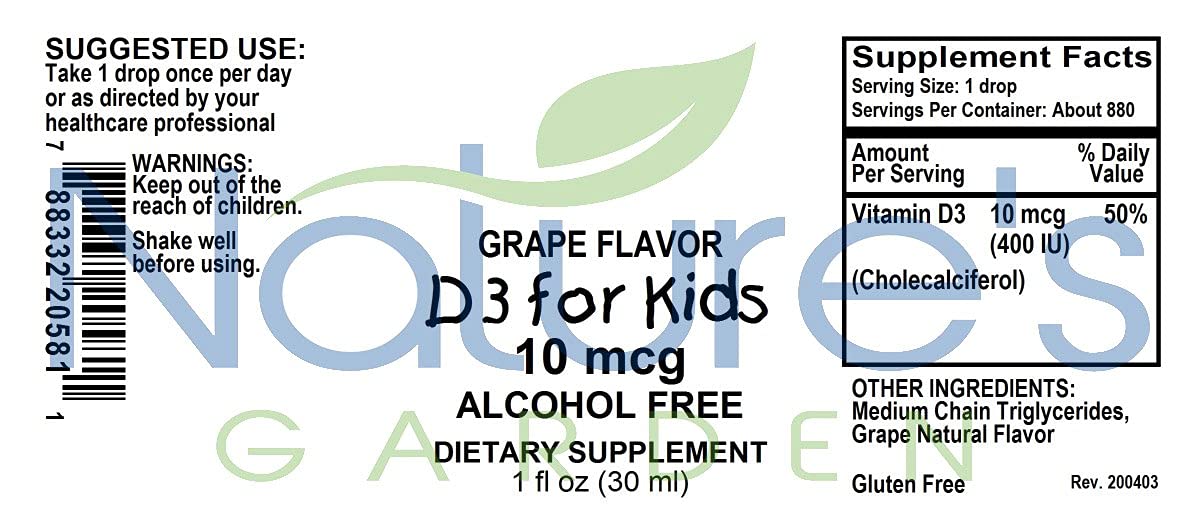 Nature's Garden Kid's D3 400 IU MCT Oil Grape Flavor - 1 oz - image 2